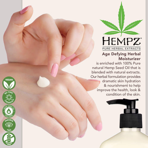 Hempz Age Defying Body Moisturizer, 17 Fl Oz, 2 Pack Bundle - Daily Herbal Moisturizer, Shea Butter Anti-Aging - Body Lotion, Hemp Extract Lotion - Skin Care Products, 100% Pure Organic Hemp Seed Oil