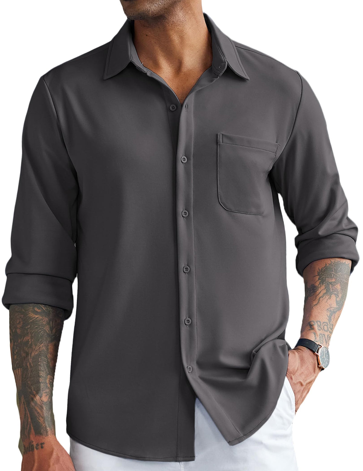 COOFANDY Men's Wrinkle Free Shirt No Iron Work Shirt Button Up Fall Winter Shirt