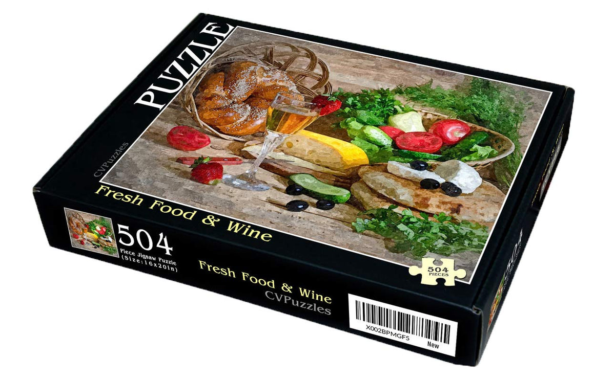 CVPuzzles Fresh Food & Wine 504 Piece Jigsaw Puzzle 16" X 20"
