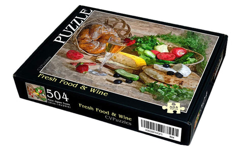 CVPuzzles Fresh Food & Wine 504 Piece Jigsaw Puzzle 16" X 20"