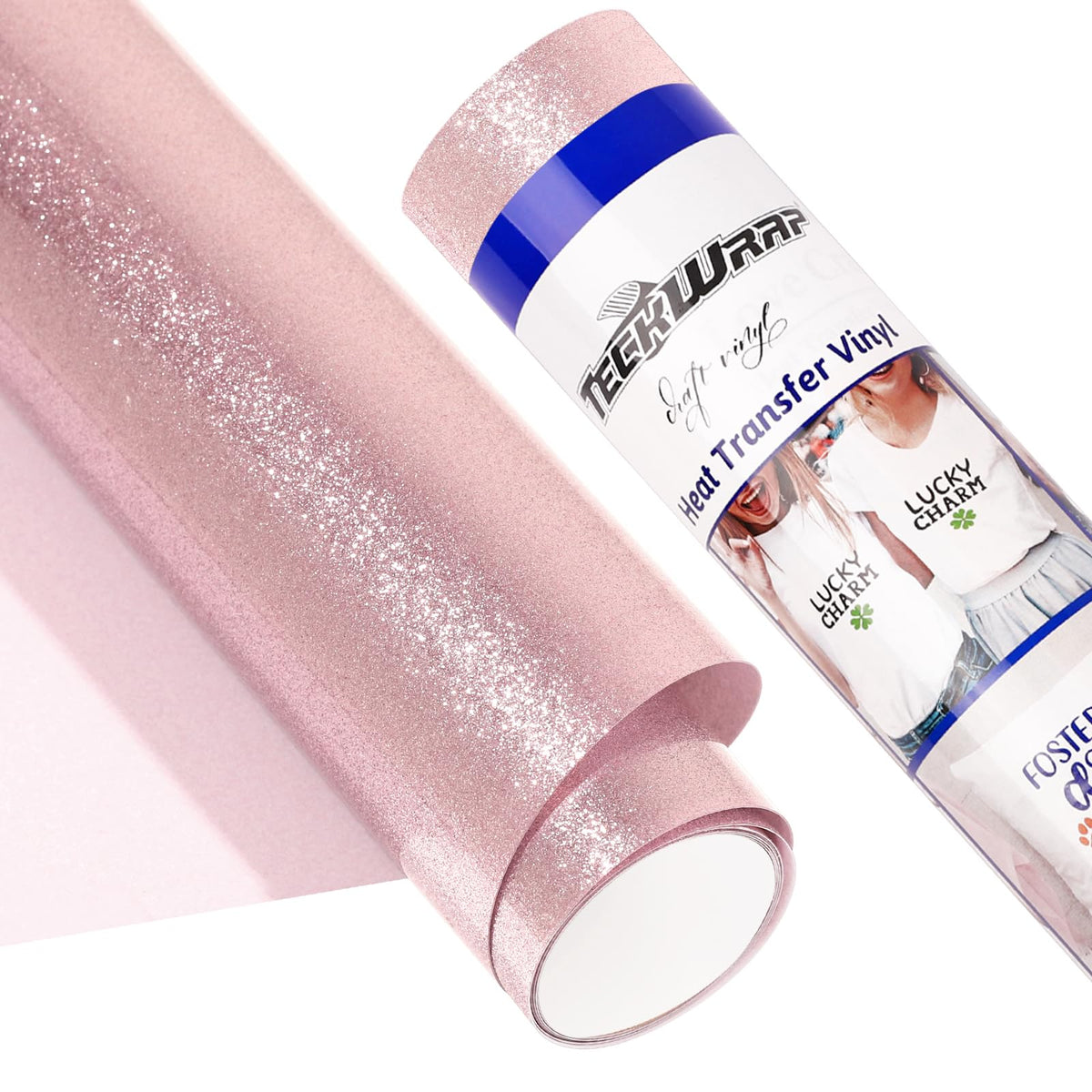 TECKWRAP Glitter HTV Heat Transfer Vinyl Roll - 10" x 5ft HTV Vinyl for Shirts, Iron on Vinyl for All Cutter Machine, Easy to Cut & Weed (Rose Gold)