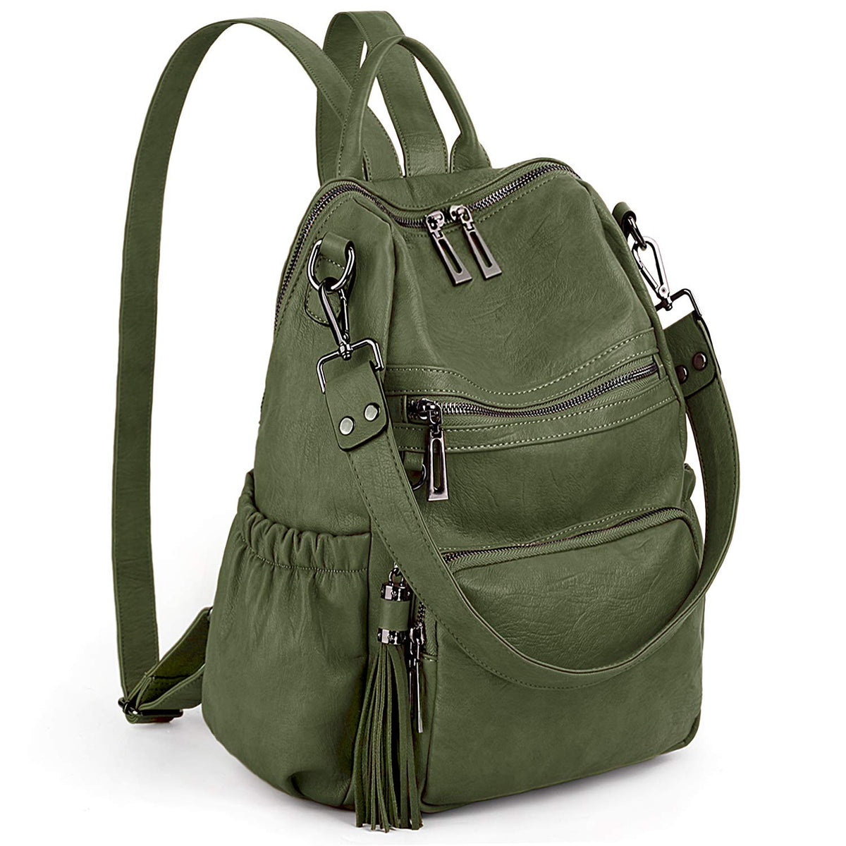 UTO Women Backpack Purse Leather Vegan Ladies Fashion Designer Rucksack Convertible Travel Shoulder Bag with Tassel
