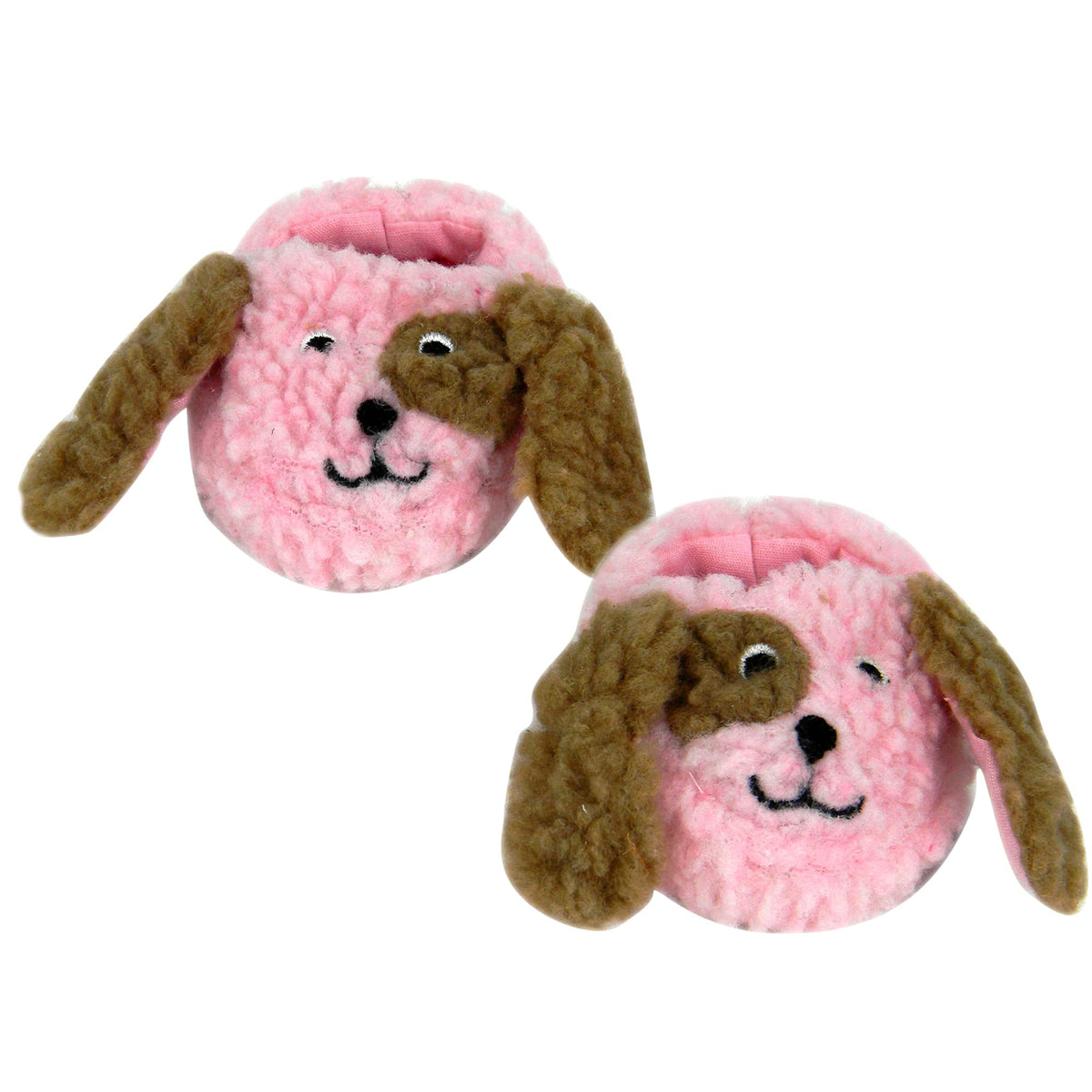 Sophia's Sherpa Puppy Slippers with Embroidered Dog Face and Flappy Ears for 18 Inch Dolls, Pink/Brown