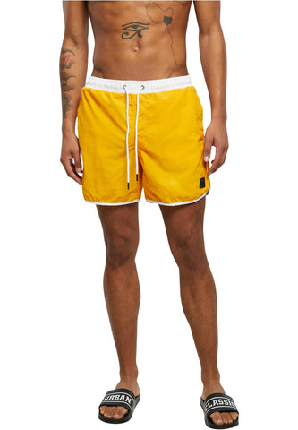 Urban Classics Mens Retro Swim Shorts Trunks, White/Magicmango, L UK