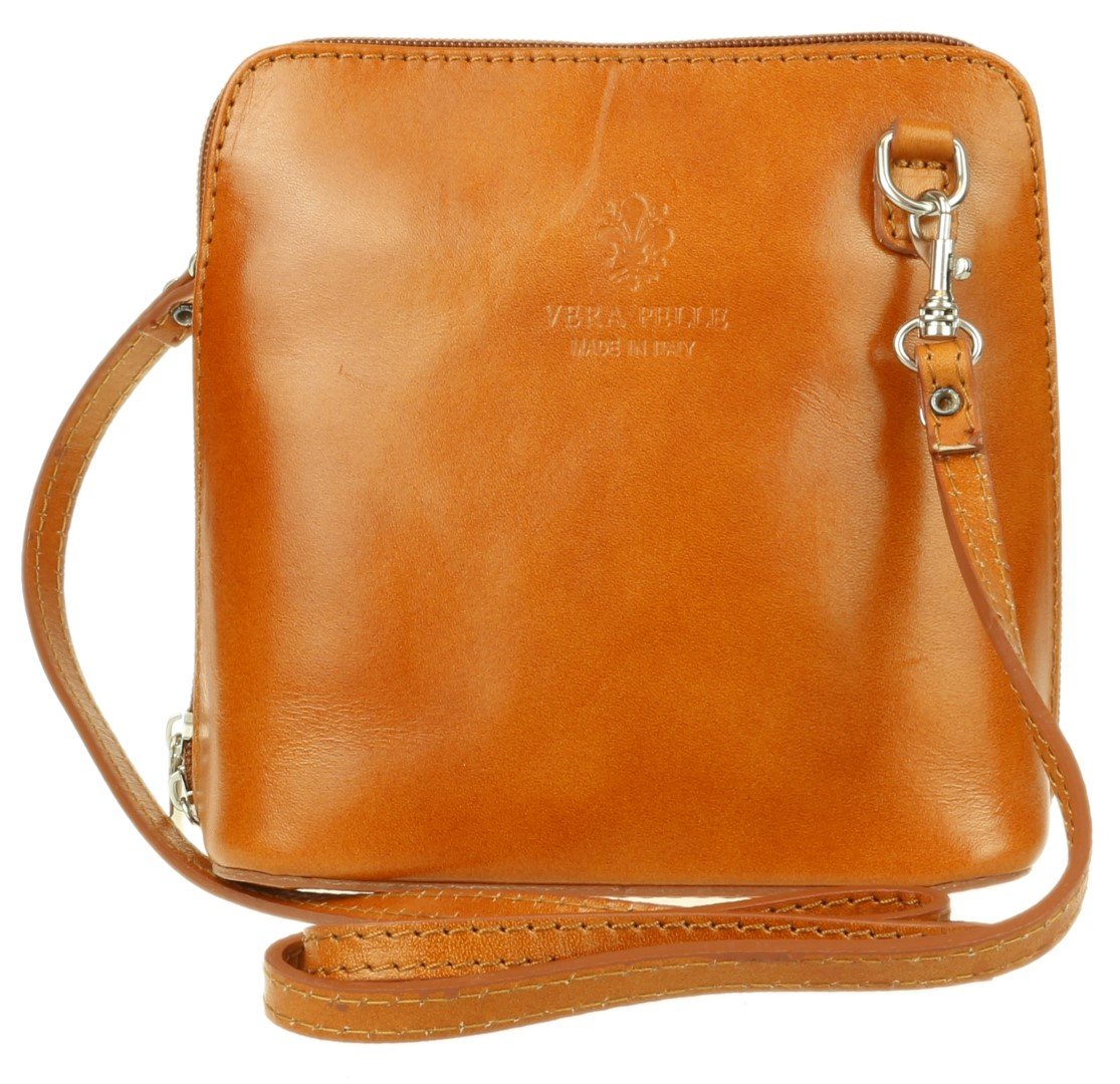 Girly HandBags Womens Leather Rigid Cross Body Shoulder Bag Small Light Tan