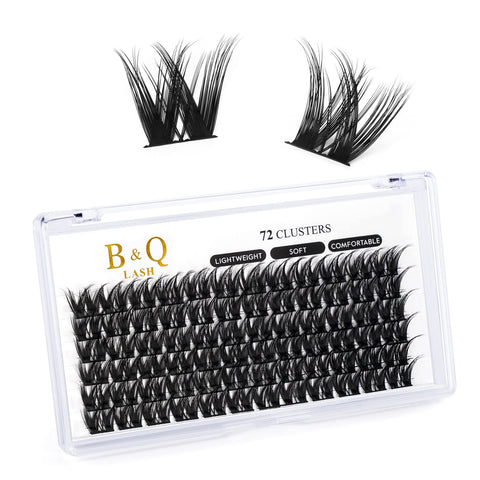 Lash Clusters C Curl 10mm DIY Lash Extensions 72 Clusters Lashes C D Curl B&Q LASH Wispy Volume Lashes Eyelash Clusters Extensions Individual Lashes Cluster DIY at Home (B17,C-10mm)