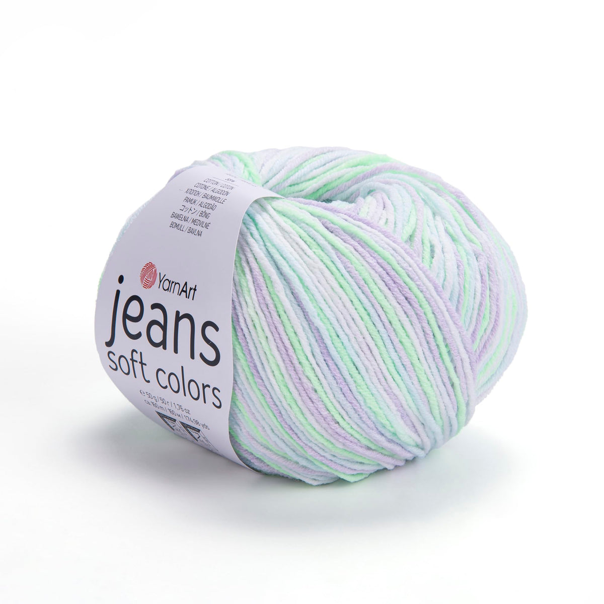 YarnArt Jeans Soft Colors - Variegated Sport Yarn 55% Cotton 45% Acrylic 1 Skein/Ball 50 gr 174 yds Cotton Yarn Knitting Yarn Soft Yarn amigurumi Cotton Yarn (6201)