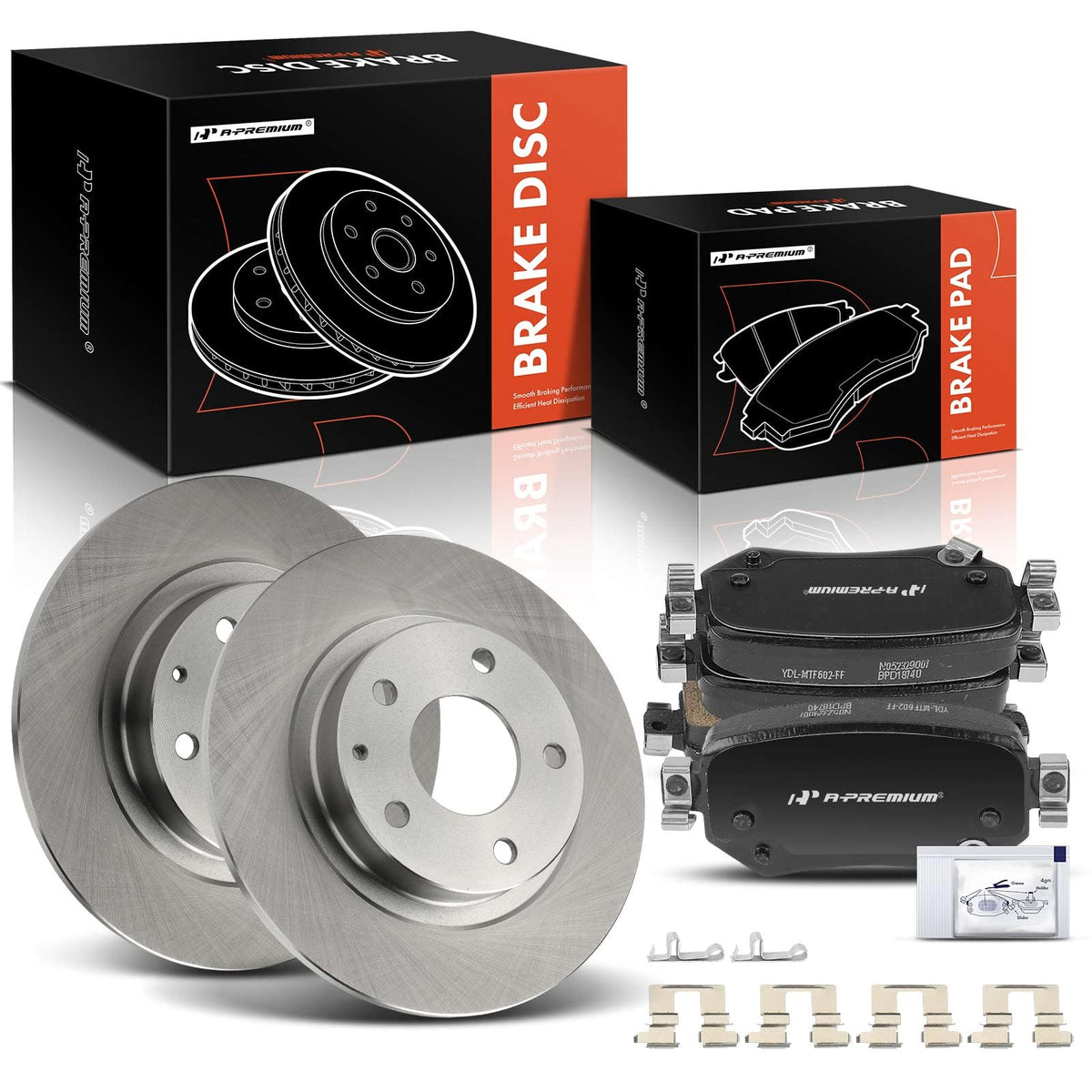 A-Premium 10.94 inch (278mm) Rear Solid Disc Brake Rotors + Ceramic Pads Kit Compatible with Select Mazda Models - 6 2016-2021, 6-PC Set