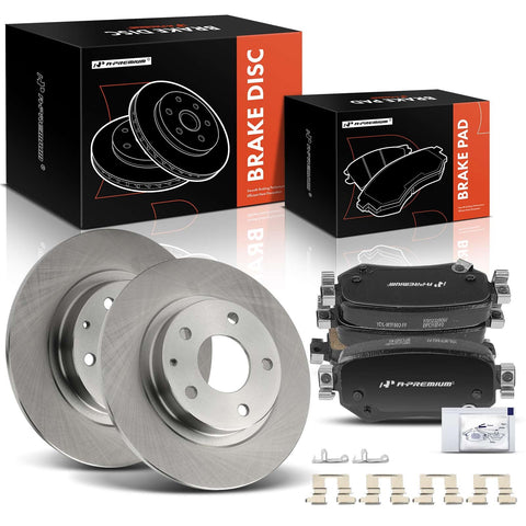 A-Premium 10.94 inch (278mm) Rear Solid Disc Brake Rotors + Ceramic Pads Kit Compatible with Select Mazda Models - 6 2016-2021, 6-PC Set
