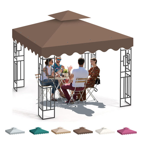 10x10 Canopy Replacement Top, Double Tiered Gazebo Cover with Air Vent Heavy Duty, Waterproof Gazebo Roof with Upgraded 300D Polyester for Outdoor Patio Garden Canopy