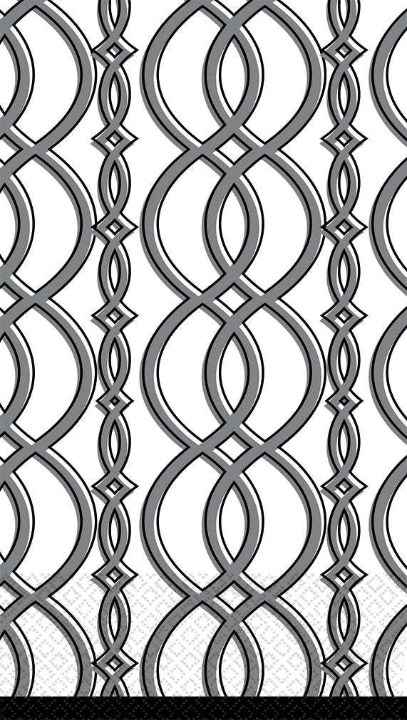 Amscan Elegant Chain Disposable 2 Ply Eco Paper Guest Towels Tableware (16 Piece), 8" x 4.5", Grey