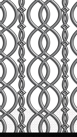 Amscan Elegant Chain Disposable 2 Ply Eco Paper Guest Towels Tableware (16 Piece), 8" x 4.5", Grey