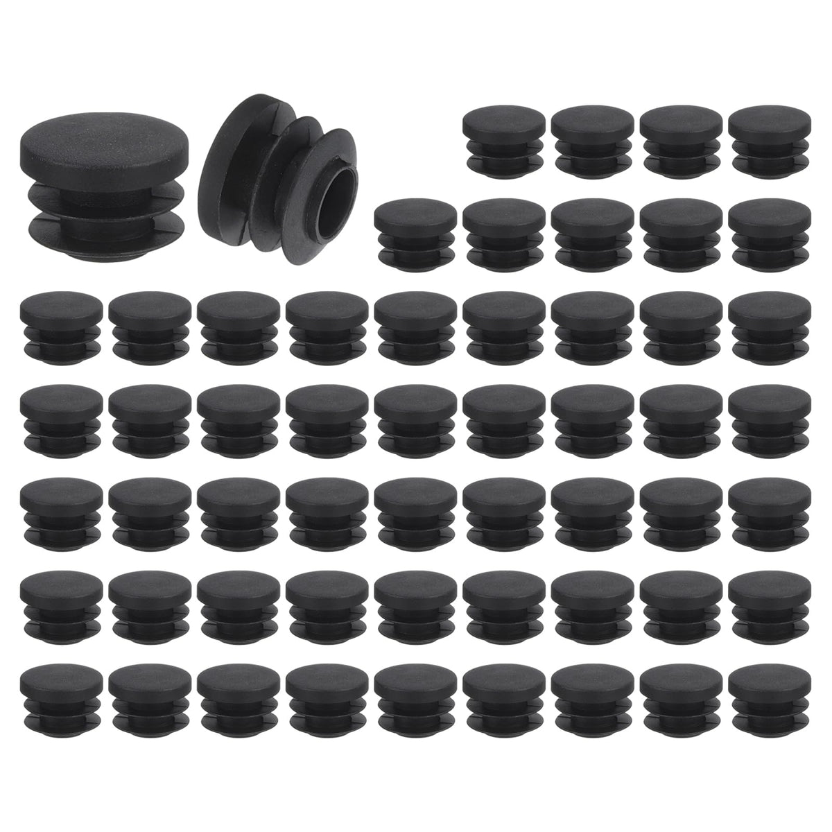 uxcell 56 Pcs Round Plastic Plug, Black Tubing End Cap Plugs, 20mm(0.79 Inch) Furniture Leg Pipe Insert, Glide Protection for Chair, Sofa, Table, Shelf