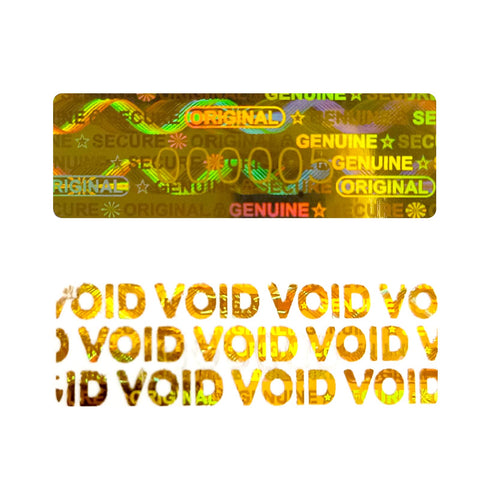 180pcs Hologram Tamper Proof Stickers Security Labels Genuine Warranty Void Seal Tamper evident Original Sticker with Unique Serial Number (1.2x0.4inch,Gold)