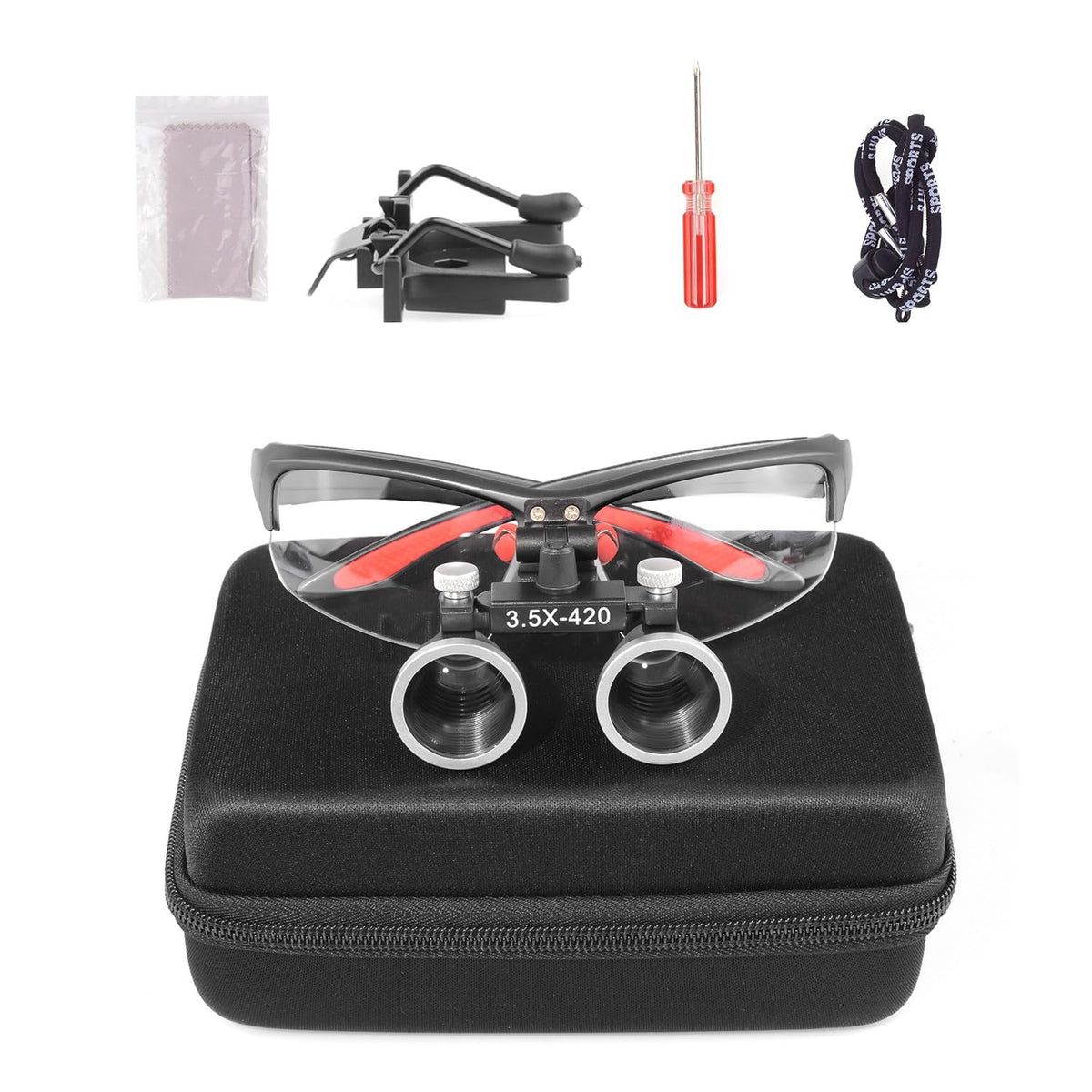 ORILAO Loupes 2.5X 3.5X Magnification Binocular Magnifier Optical Glass Lens (3.5X, Black)