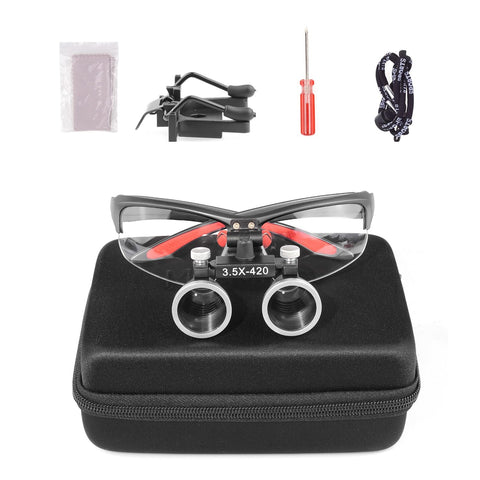 ORILAO Loupes 2.5X 3.5X Magnification Binocular Magnifier Optical Glass Lens (3.5X, Black)