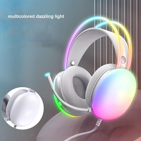 Dpofirs Gaming Headset with Microphone, USB Wired Over Ear Headphones Noise Reduction with RGB LED Light, Ergonomic Computer Headphones for PC Laptop Smartphone