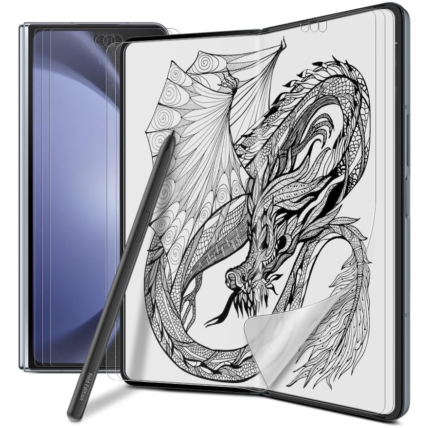 DIACUBE [3+3 Pack] for Samsung Galaxy Z Fold 5, Paperfeel Anti-Glare Matte Screen Protector, 3 Pack Inside Paperfeel Film + 3 Pack Front Anti-Glare Matte Film, Anti-Fingerprint, Self-Healing, Bubble