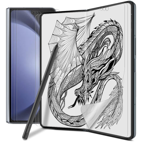 DIACUBE [3+3 Pack] for Samsung Galaxy Z Fold 5, Paperfeel Anti-Glare Matte Screen Protector, 3 Pack Inside Paperfeel Film + 3 Pack Front Anti-Glare Matte Film, Anti-Fingerprint, Self-Healing, Bubble