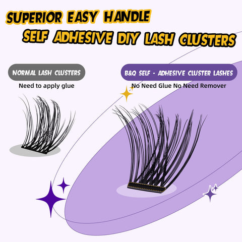 B&Q Self Adhesive Eyelashes Extensions Kit 100 PCS 8-18 Mixed Self Adhesive Lashes No Glue Eyelashes ZC01 Press On Eyelashes Clusters Kit Natural DIY Lash Extension Kit No Glue Lashes?ZC01-D-MIX?
