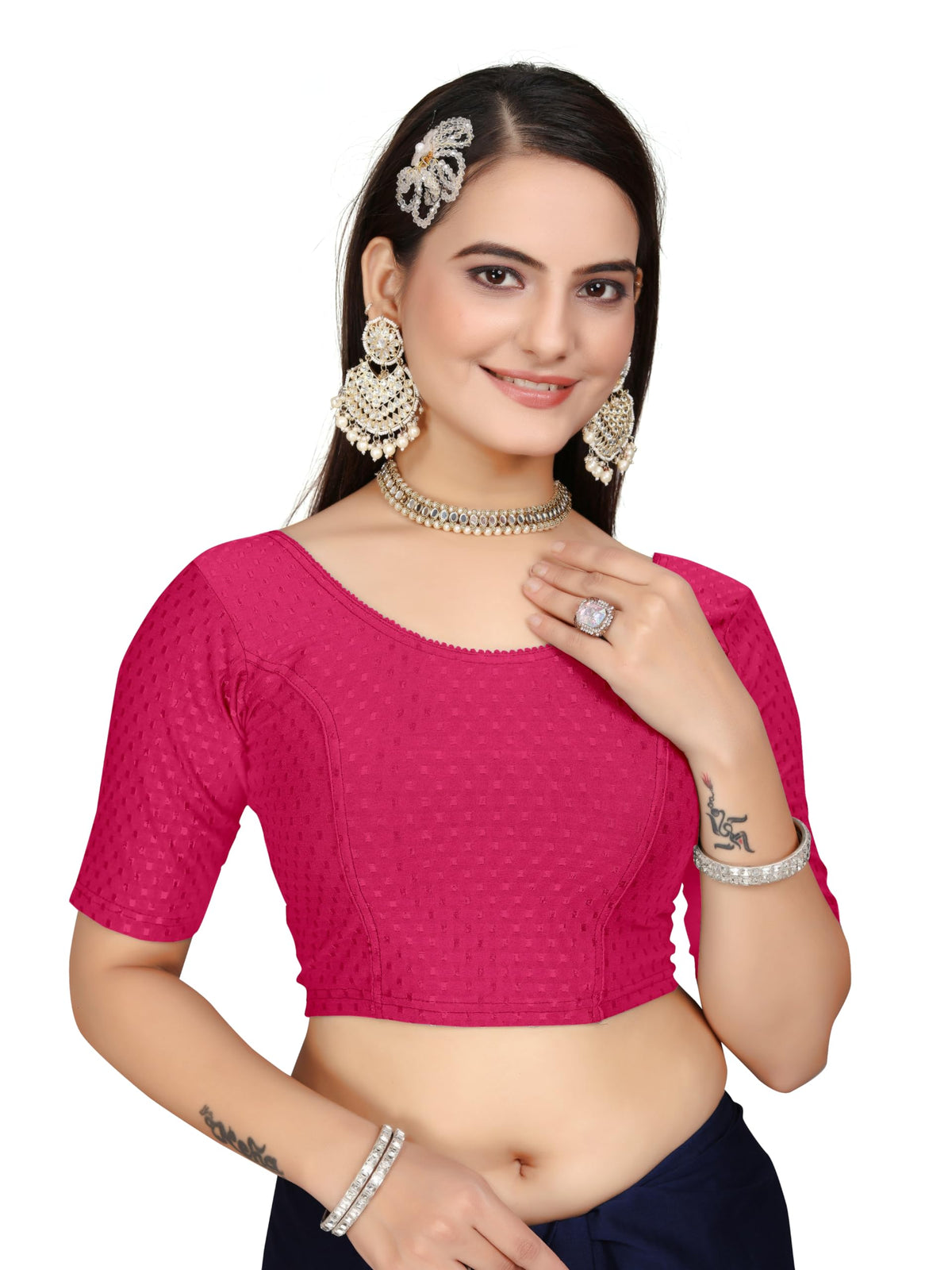 Kipzy Women's Round Neck Half Sleeve Blouse, Rani, 36