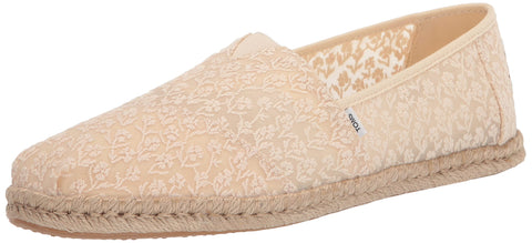 TOMS Women's Alpargata Rope Loafer Flat, Natural Posy Lace, 6.5