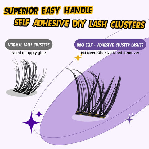 B&Q Self Adhesive Eyelashes Extensions Kit 100 PCS Self Adhesive Lashes 8-18 Mixed No Glue Eyelashes ZC06 Press On Eyelashes Clusters Kit Natural Adhesive Lashes Self No Glue Needed (ZC06-D-MIX)