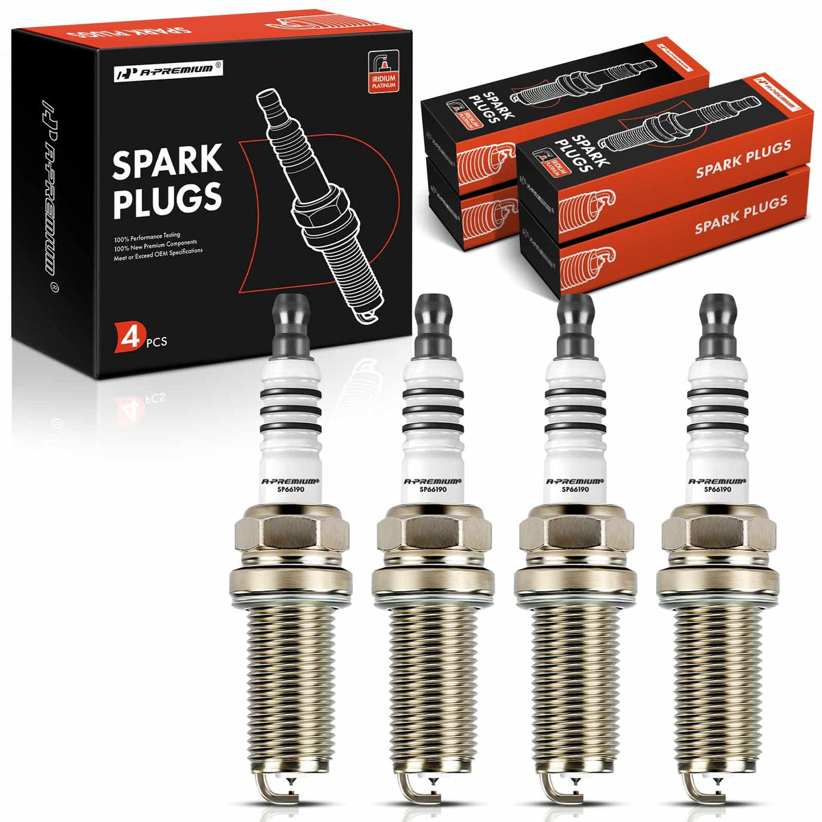 A-Premium Iridium Platinum Spark Plugs (Pack of 4) Compatible with Honda Civic 2006-2015, Insight 2010-2014 & Toyota Tacoma 2005-2015 & Acura ILX 2013-2015 & Suzuki Kizashi 2010-2013