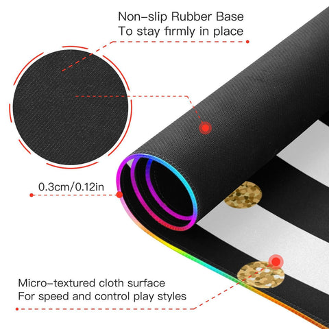 Gold Polka Dot on Lines Wireless Charging Mouse Pad for Mobile Phone Extra Large Gaming Mousepad with 13 Lighting Modes Keyboard Mat for MacBook PC Laptop Desk Office Home Gaming