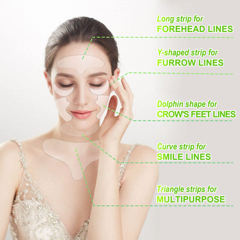 TSHAOUN 11 Pieces Reusable Silicone Chest Wrinkle Pads Patches,silicone patches for face,Cleavage Pad Eye Cheek Stick,for Smooth Neck Forehead Eye Mouth Skin Wrinkles Anti Wrinkle Patches (11 PCS)