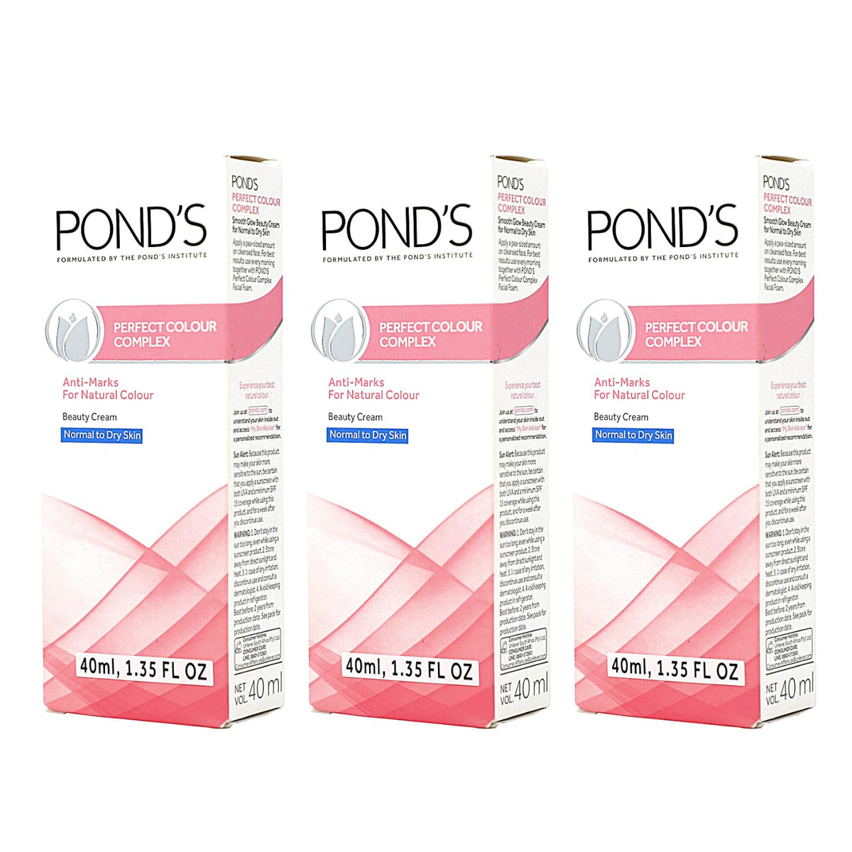 Pond's Perfect Color Beauty Cream, Anti-Marks Beauty Cream and Moisturizer, Normal to Dry Skin, 3-Pack of 1.35 Fo Oz Each