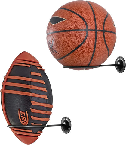 CLISPEED Wall Mount Ball Holder for Basketballs Football Volleyball (Black, Pack of 2)