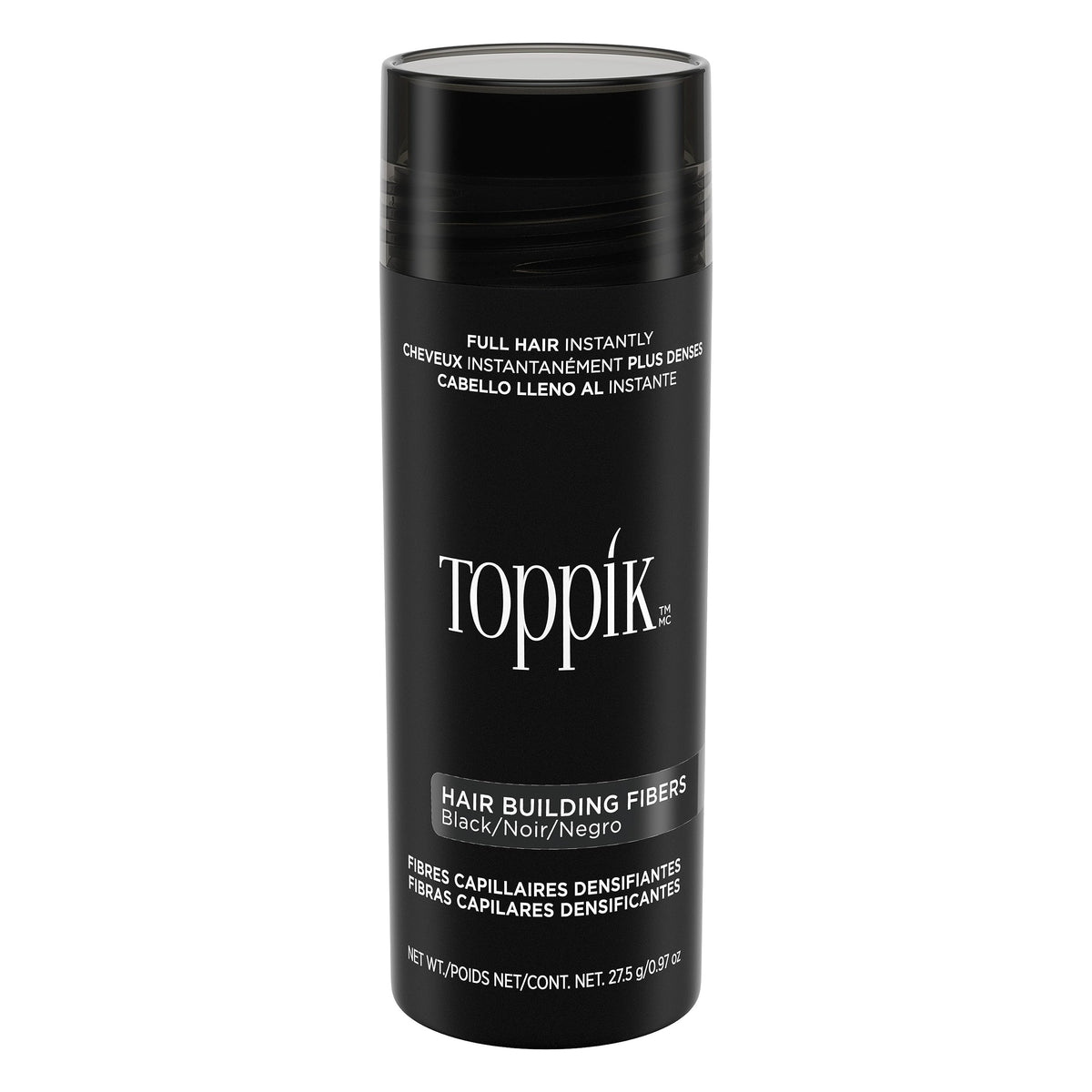 Toppik Hair Building Fibres Powder, Black, 27.5g Bottle - for A Thicker-looking Hairline, Crown and Beard, Instant Thinning Concealer for Men and Women