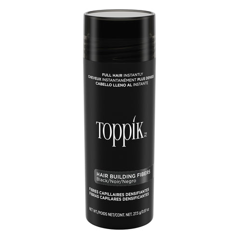 Toppik Hair Building Fibres Powder, Black, 27.5g Bottle - for A Thicker-looking Hairline, Crown and Beard, Instant Thinning Concealer for Men and Women