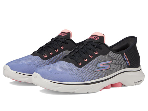 SKECHERS Women's Go Walk 7 Adel Hands Free Slip-Ins Sneaker, Black/Multi, 9