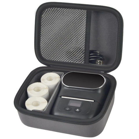 Case Compatible with Phomemo M110 Label Maker - Portable Mini Bluetooth Thermal Label Maker Carrying Storage Bag for Printer Labels, USB Cable and Accessories Black (Box Only)-Grey