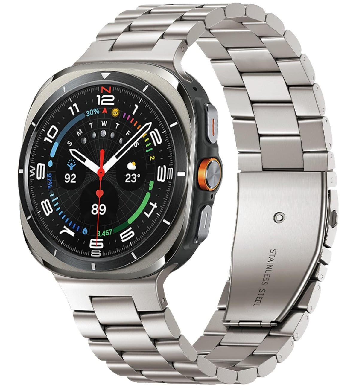 Galaxy Watch Ultra Bands,No Gap Metal Stainless Steel Band Strap Wistband for Samsung Galaxy Watch 7 Ultra Band 47mm Men Women,Starlight
