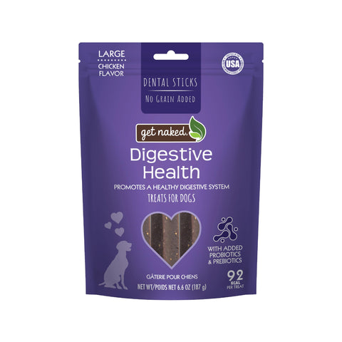 Get Naked Grain Free 1 Pouch 6.6 Oz Digestive Health Dental Chew Sticks, Large