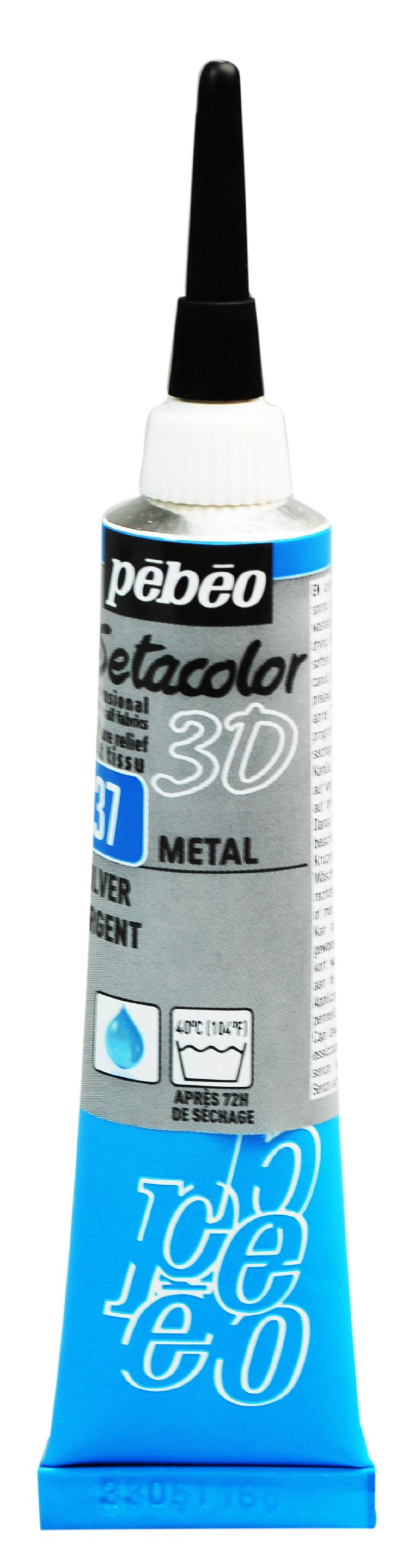 Pebeo Setacolor 3D Fabric Paint, 20ml, Metal Silver