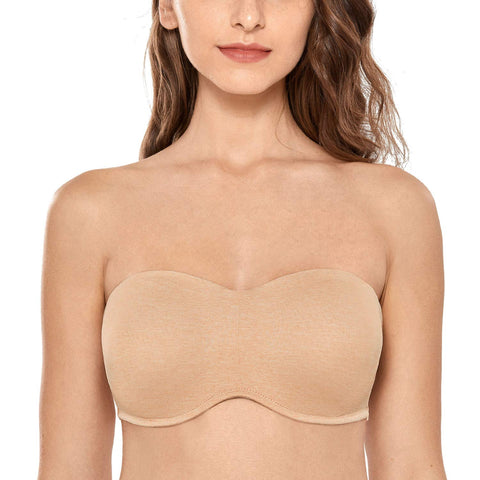 DELIMIRA Women's Strapless Bra Minimizer Seamless Underwire Unlined Bandeau for Big Bust Oatmeal Heather 40DD