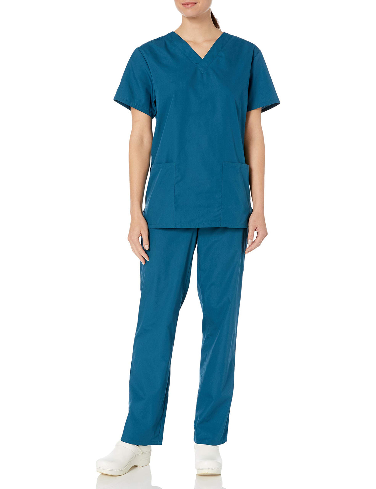 Cherokee Adult's Unisex Top and Scrub Pant Set, Caribbean Blue, XX-Small