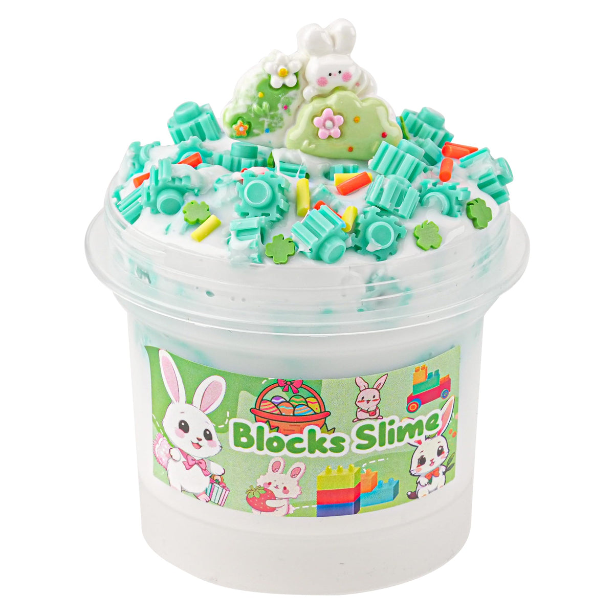 Easter Basket Stuffers, Green Bead Slime with Easter Bunny Slime Charm, Non-Sticky Slime Toys for Kids, Easter Gifts for Toddlers Teens Girls Boys, Easter Egg for Slime Party Favors