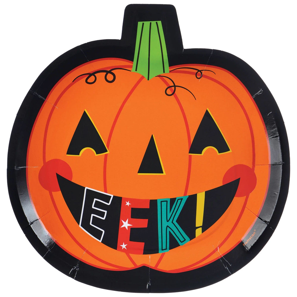Amscan 430771 Halloween Friends Pumpkin Dinner Plates, Orange, 10 1/2"