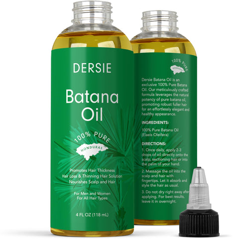 Dersie Batana Oil: Batana Oil for Hair Growth Dr Sebi - 100% Pure & Natural Raw Batana Oil from Honduras - For Thicker & Stronger Hair - 4 FL OZ