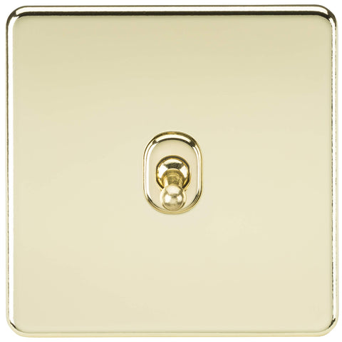 Knightsbridge Screwless 10A 1G 2-Way Toggle Switch - Polished Brass