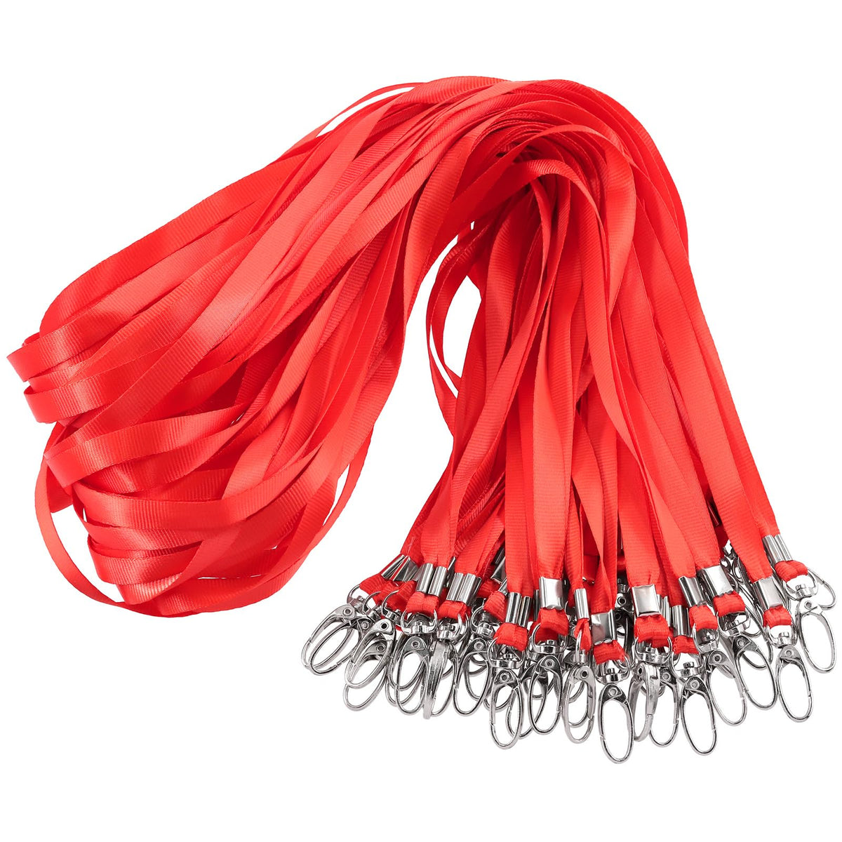 Mardatt 50Pcs Red Lanyard Badge Lanyards with Swivel Hook Flat Lanyards Neck Lanyard Bulk ID Badges Safety Badge for Name Tag Business Card Lanyards