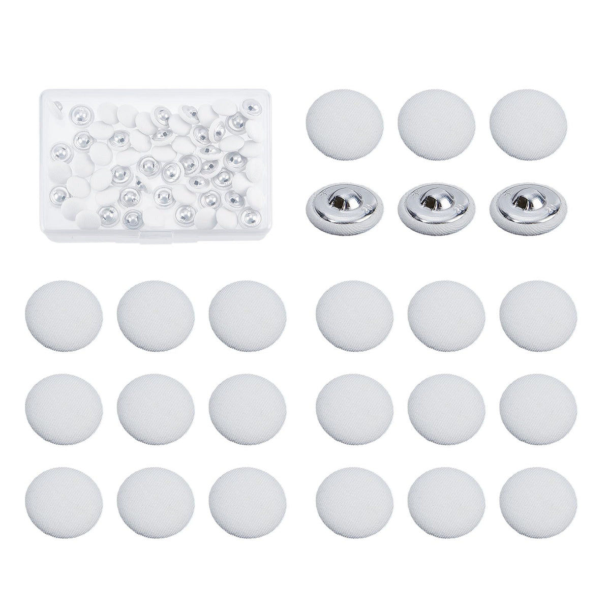 AMIJOUX 45 Pcs Satin Tuxedo Suit Buttons, 18mm 0.7 Inch White Buttons Cloth Covered Alloy Buttons Coat Sewing Button with Metal Shank for Jacket Coat Blouse Jeans Dress