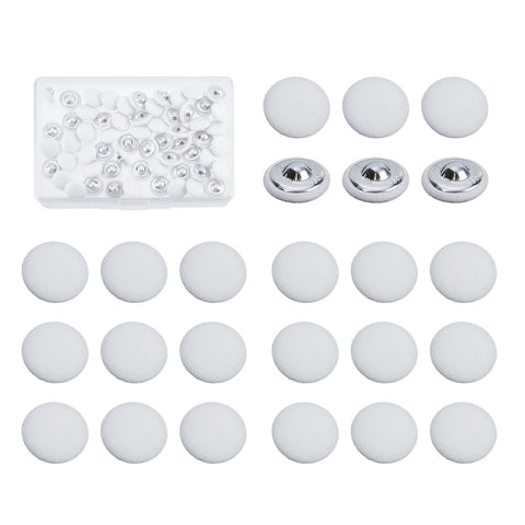 AMIJOUX 45 Pcs Satin Tuxedo Suit Buttons, 18mm 0.7 Inch White Buttons Cloth Covered Alloy Buttons Coat Sewing Button with Metal Shank for Jacket Coat Blouse Jeans Dress