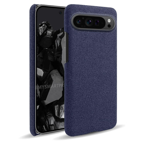 QINOUK Case for Google Pixel 9 Pro, [Anti-Scratch] Ultra-thin Protective Case, PU Cover, Cloth texture Comfortable Warmth, for Google Pixel 9 Pro-Blue