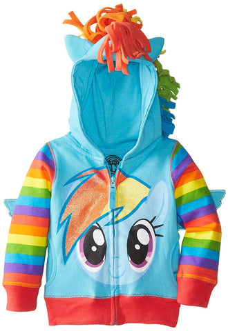 My Little Pony Little Girls Zip-up Hoodie, Rainbow Dash, Small (4)